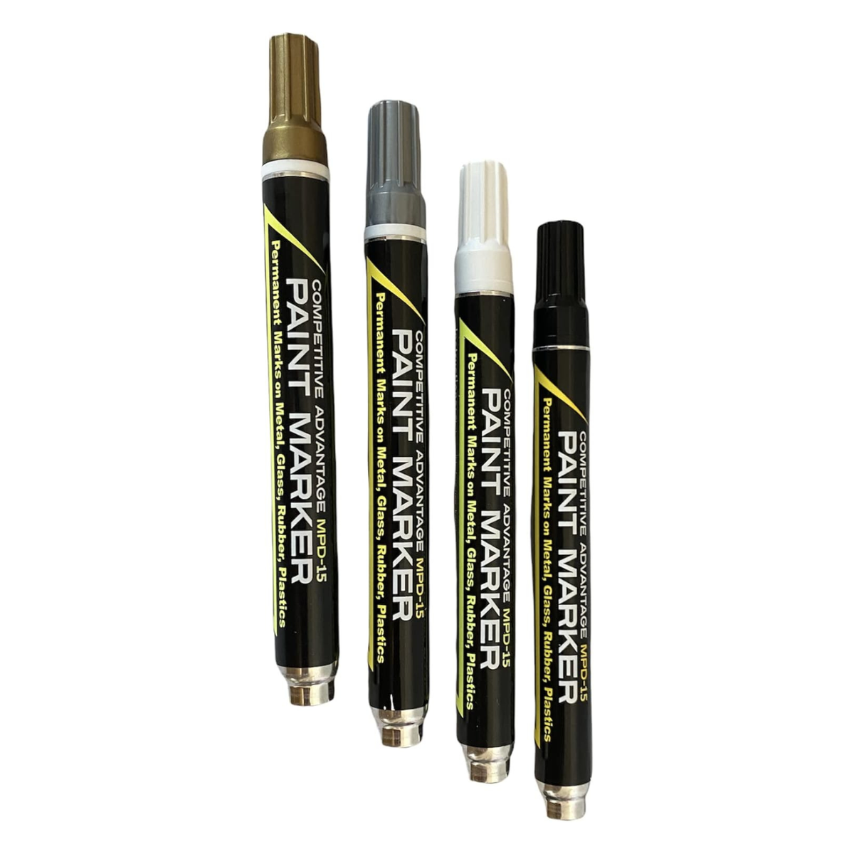 MPD-15 Enamel Paint Markers | 4 Pack - Mineral Tones (Black, Silver, Gold, Tan)