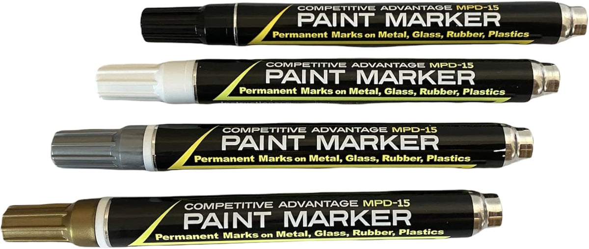 MPD-15 Enamel Paint Markers | 4 Pack - Mineral Tones (Black, Silver, Gold, Tan)