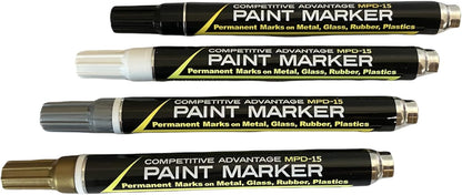 MPD-15 Enamel Paint Markers | 4 Pack - Mineral Tones (Black, Silver, Gold, Tan)