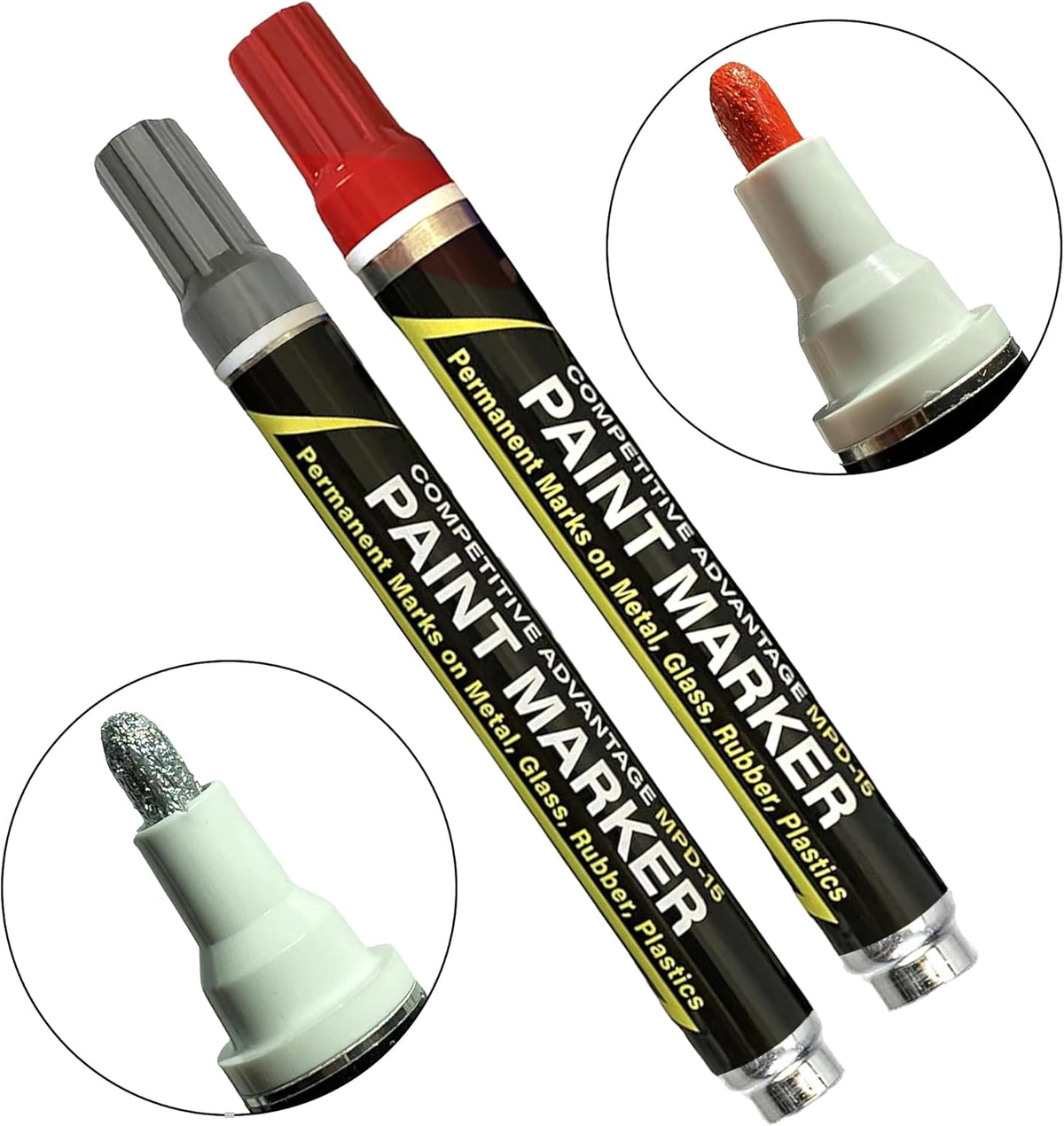 MPD-15 Enamel Paint Markers | 2 Pack - Red & Silver